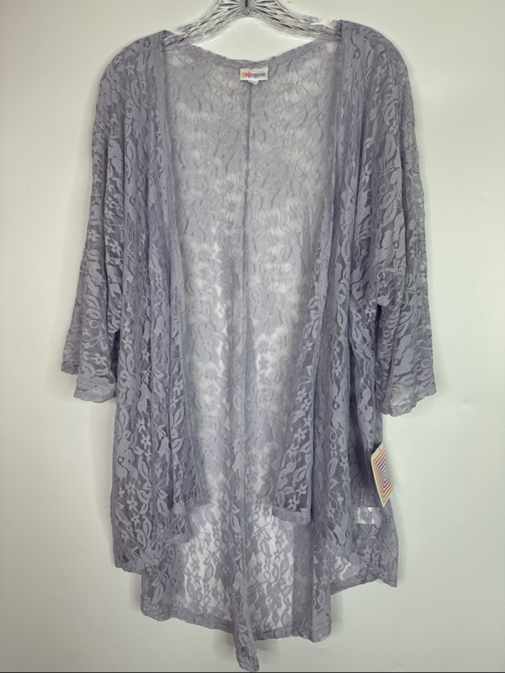 Lularoe Lindsay Light Purple Lace Duster Cardigan Size Medium NWT